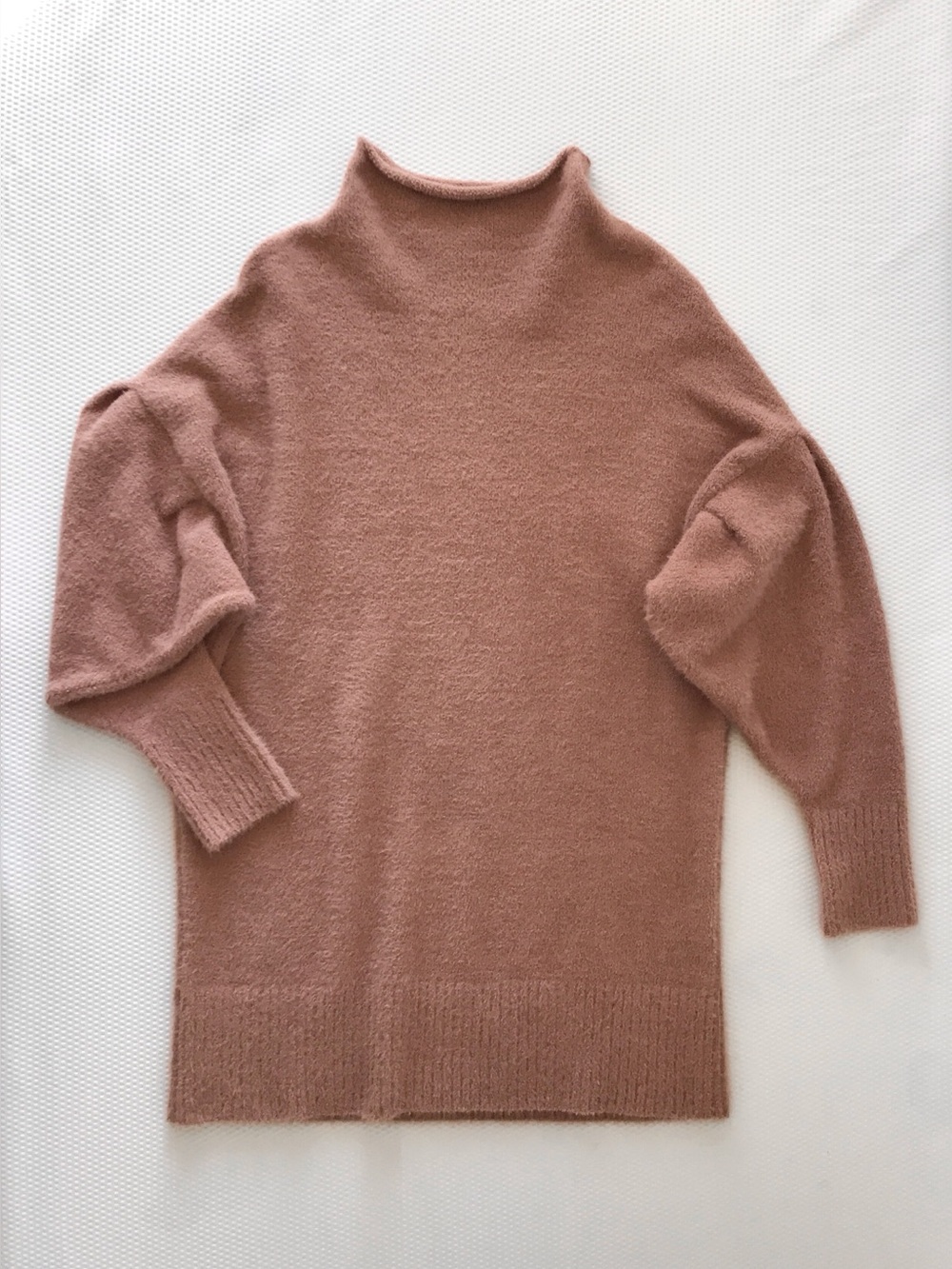 NWT Melissa Nepton Oversized Mock Neck Dolman Sweater Dress M Warm Peach Camel